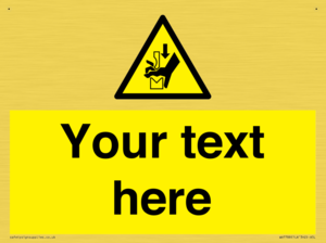 Custom warning hand crushing between press brake tool